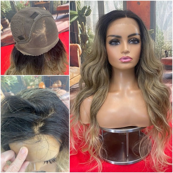 Full lace front wig for updos and baby hair black and blonde